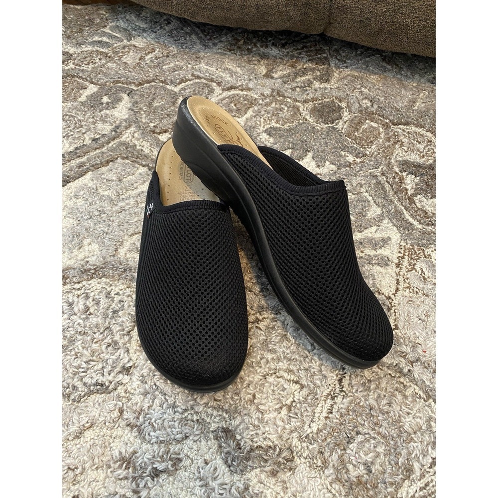 Fly Flot Black Mesh Mules Womens EU 41 US 9.5 Wedge Comfort Clogs Shoes Italy